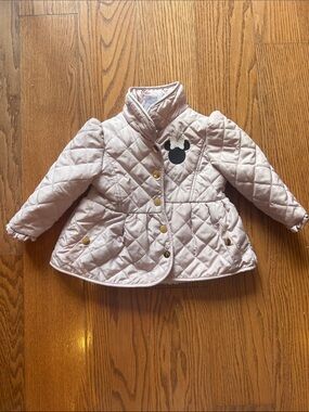 Disney Minnie Quilted Pink Fall Peplum Kids Jacket 2T